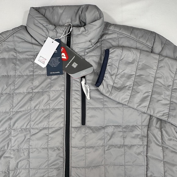 Cutter & Buck Puffer Jacket Mens L Gray CB WeatherTec Hidden Hood NEW W/ Tags! - Picture 1 of 16